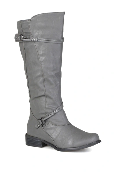 Journee Collection Harley Buckle Tall Boot In Grey
