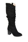 Journee Collection Aneil Womens Faux Suede Extra Wide Calf Block Heels In Black