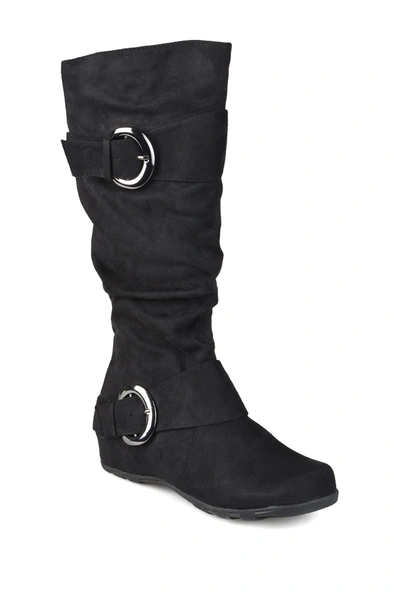 Journee Collection Jester Extra Wide Calf Side Buckle Tall Boot In Black