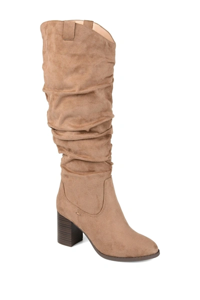Journee Collection Journee Aneil Ruched Tall Boot In Taupe