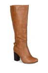 Journee Collection Carver Womens Wide Calf Pull On Knee-high Boots In Tan