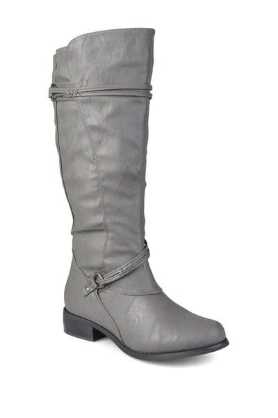 Journee Collection Harley Buckle Tall Boot In Grey