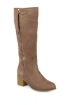 Journee Collection Women's Sanora Stacked Heel Mid Shaft Boots In Taupe