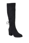 Journee Collection Women's Leeda Wide Calf Lace Up Detail Knee High Boots In Black