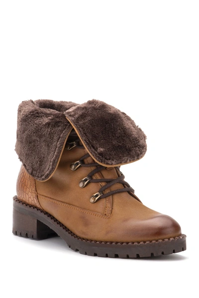 Vintage Foundry Milan Faux Fur Lined Leather Lace-up Boot In Tan