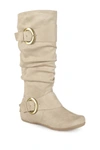 Journee Collection Jester Side Buckle Tall Boot In Stone