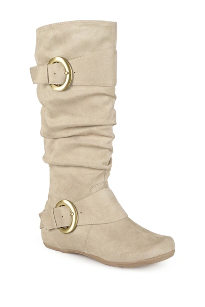 Journee Collection Jester Side Buckle Tall Boot In Stone