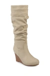 Journee Collection Haze Wide Calf Wedge Boot In Stone