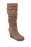 Journee Collection Haze Wide Calf Wedge Boot In Taupe