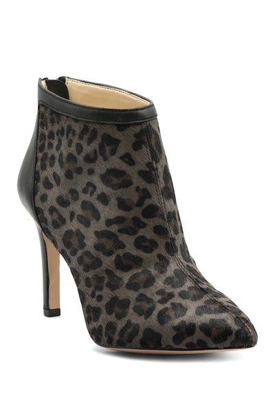 Adrienne Vittadini Nyla Leopard Printed Stiletto Bootie In Flintgry-blk-hc