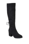 Journee Collection Women's Leeda Wide Calf Lace Up Detail Knee High Boots In Black