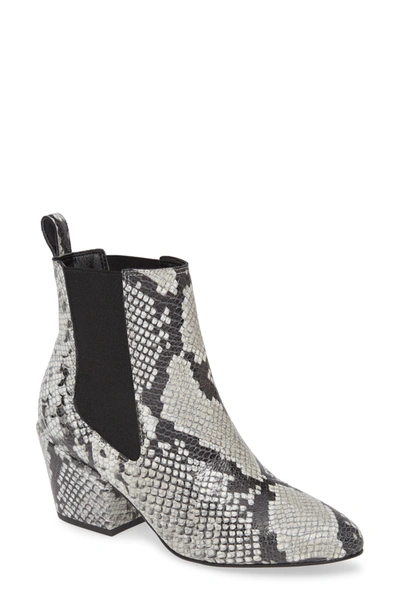 Matisse Morgan Snake Embossed Leather Chelsea Boot In Grey Snake Print Leather