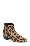 Aquatalia Fuoco Suede Stacked Heel Bootie In Leopard