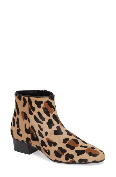 Aquatalia Fuoco Suede Stacked Heel Bootie In Leopard