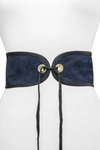 Raina Belts Casablanca Corset Belt In Navy Suede/black Leather