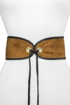 Raina Belts Casablanca Corset Belt In Tan Suede/black Leather