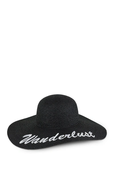 Just Jamie Wanderlust Floppy Straw Hat In Black/white