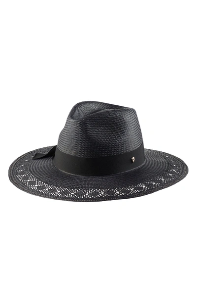 Helen Kaminski Avia Wide Brim Straw Sun Hat In Black/blac