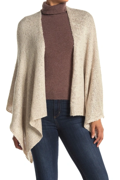 Modena Solid Knit Sequin Poncho In Beige