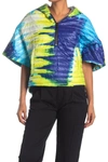 THINK ROYLN TIE DYE HIGH LOW PUFFER PONCHO,819247021651