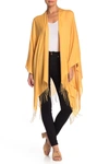 Just Jamie Solid Fringe Trim Ruana In Mustang Mustard