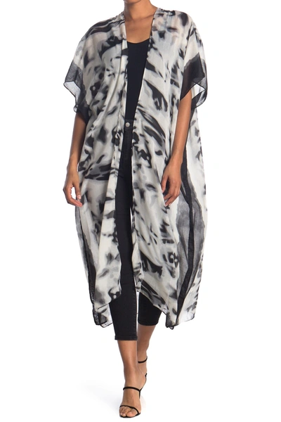 Vince Camuto Tie Dye Topper Poncho In Black/ Whi