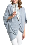 Roffe Accessories Twist Front Recycled Knit Kimono In Lt Gray