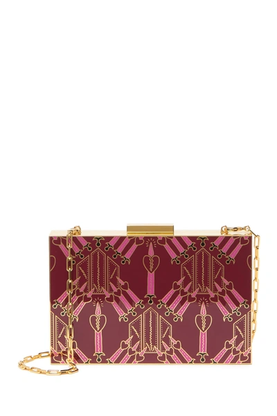 Valentino Garavani Patterned Box Clutch In Gold/rub.fu.nero