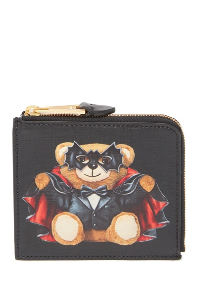 Moschino Teddy Bear French Wallet In Fantasia Black