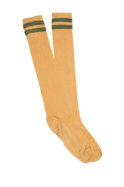 Red Valentino Striped Cuff Socks In L01 Oro