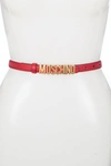 Moschino Logo Buckle Belt In Red