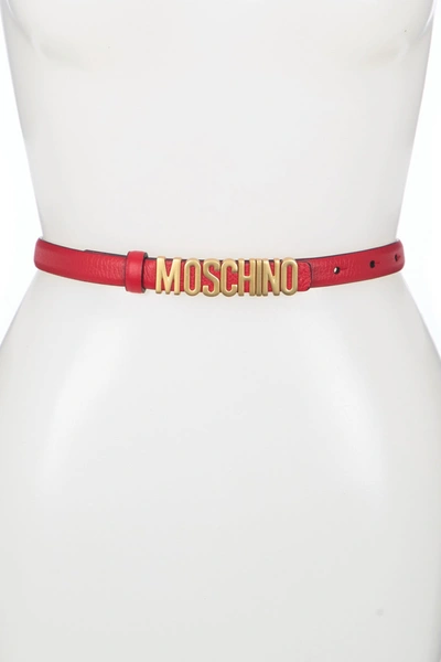 Moschino Logo Buckle Belt In Red