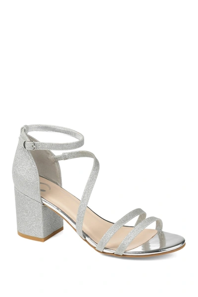 Journee Collection Women's Bella Strappy Block Heel Dress Sandals In Silver