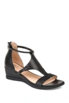 Journee Collection Womens Faux Leather Open Toe Wedge Sandals In Black