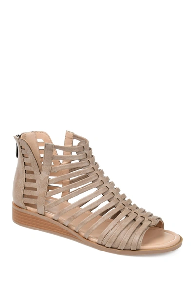 Journee Collection Women's Delilah Gladiator Sliver Wedge Sandals In Taupe