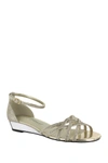 Easy Street Tarrah Womens Faux Leather Crossover Wedge Sandals In Gold Glitr