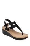 Journee Collection Women's Bianca Double Buckle Platform Wedge Sandals In Black