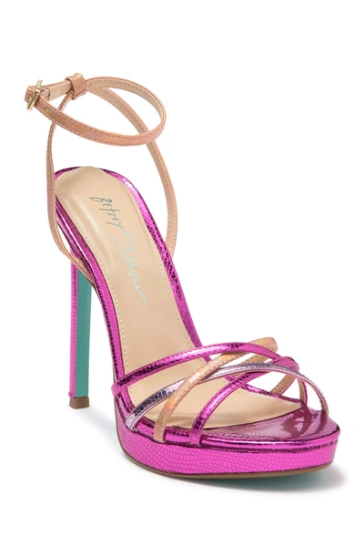 Betsey Johnson Avah Snake Embossed Metallic Stiletto Sandal In Fus Multi