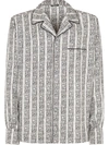 Dolce & Gabbana Floral-print Silk Pajama Shirt In Black