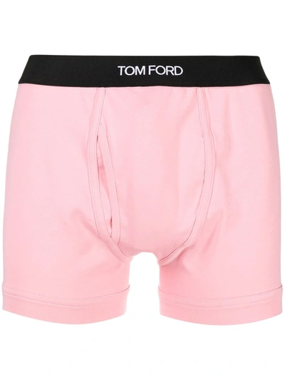 Tom Ford Logo-jacquard Cotton-blend Boxer Briefs In Pale Pink