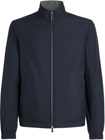 Ermenegildo Zegna Reversible High-neck Jacket In Blue