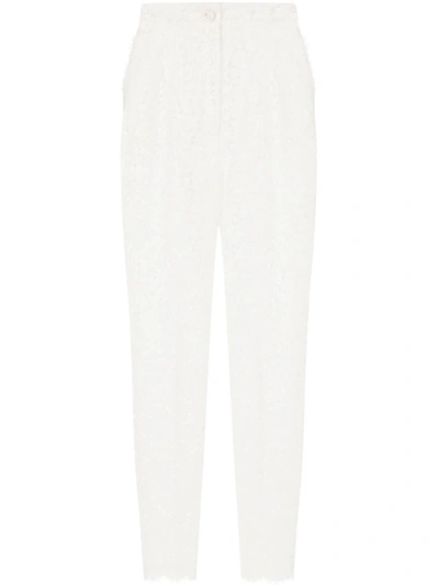 Dolce & Gabbana Lace Straight-leg Trousers In White