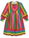 GUCCI LOGO-EMBROIDERED STRIPE-PATTERN DRESS