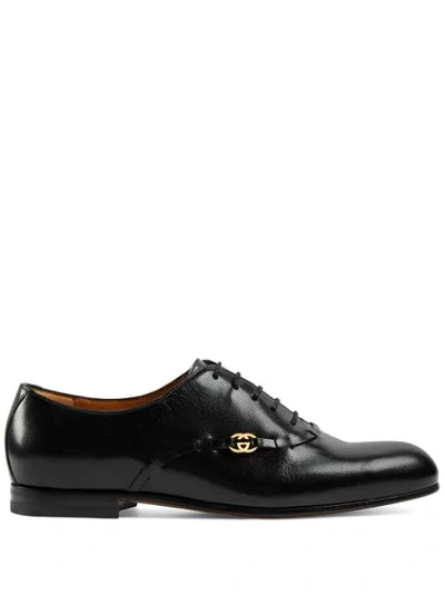 Gucci Loomis Gg-logo Leather Oxford Shoes In Black