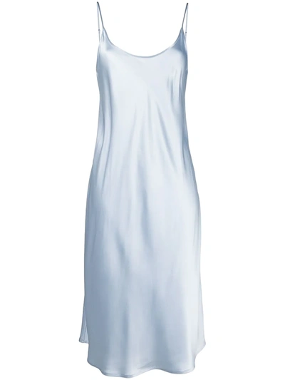La Perla Midi Silk-blend Night Gown In Azure