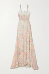 LOVESHACKFANCY ELMA LACE-TRIMMED FLORAL-PRINT CREPON MAXI DRESS