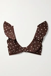 Johanna Ortiz + Net Sustain Rolling Hills Ruffled Polka-dot Bikini Top In Chocolate