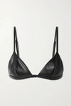 Fleur Du Mal Faux Leather Soft-cup Triangle Bra In Black
