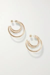 JENNIFER FISHER TRIPLE LILLY GOLD-PLATED HOOP EARRINGS