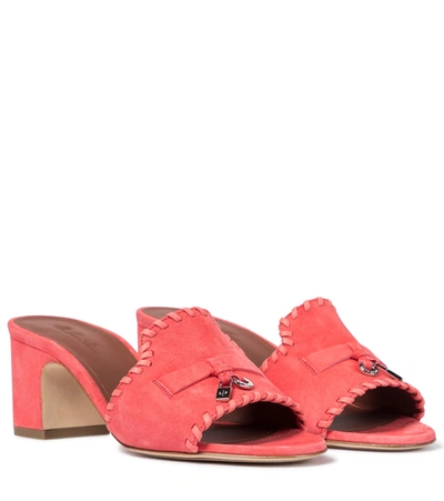 Loro Piana Jovis Charms Suede Sandals In Pink